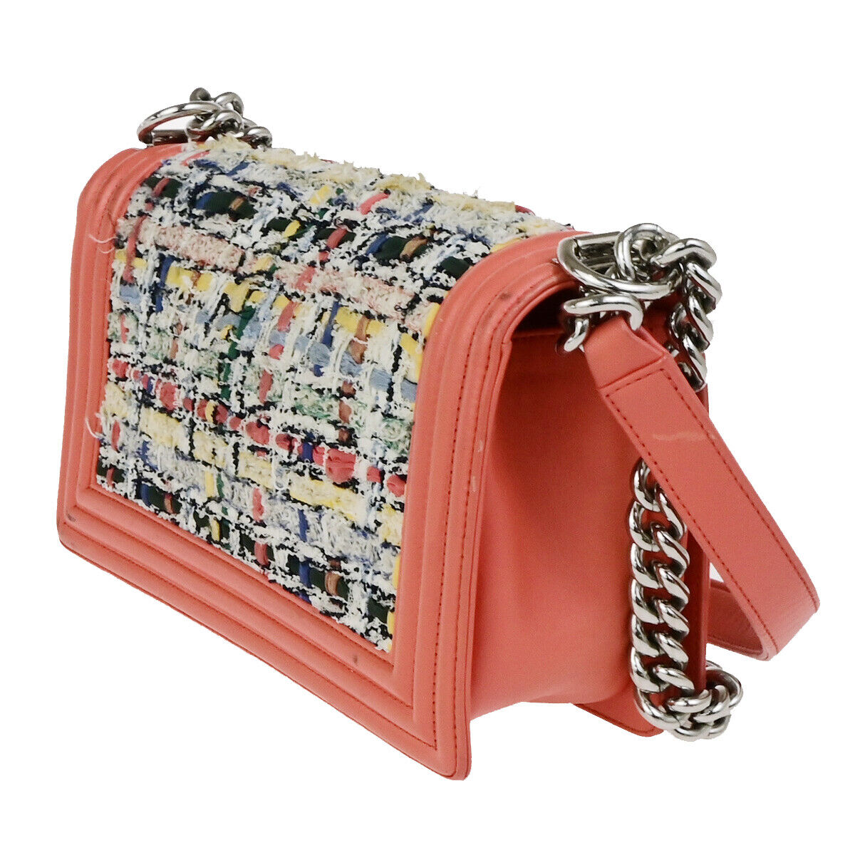 Chanel Orange Tweed Boy Flap Bag