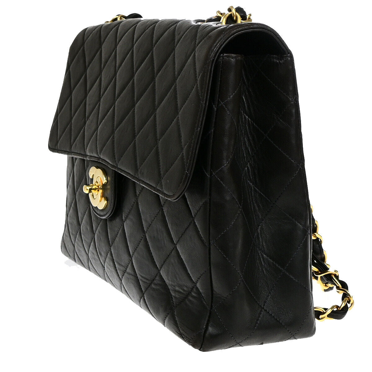 Chanel Black Leather Vintage Square Flap Bag
