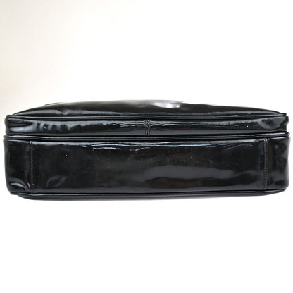 Chanel Black Patent_leather Logo Chain Shoulder Bag