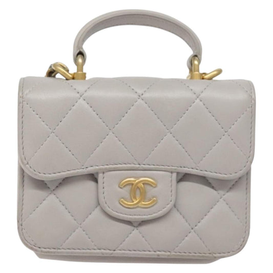 Chanel Gray Leather Coco Handle
