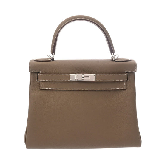 Hermès Gray Leather Kelly 28