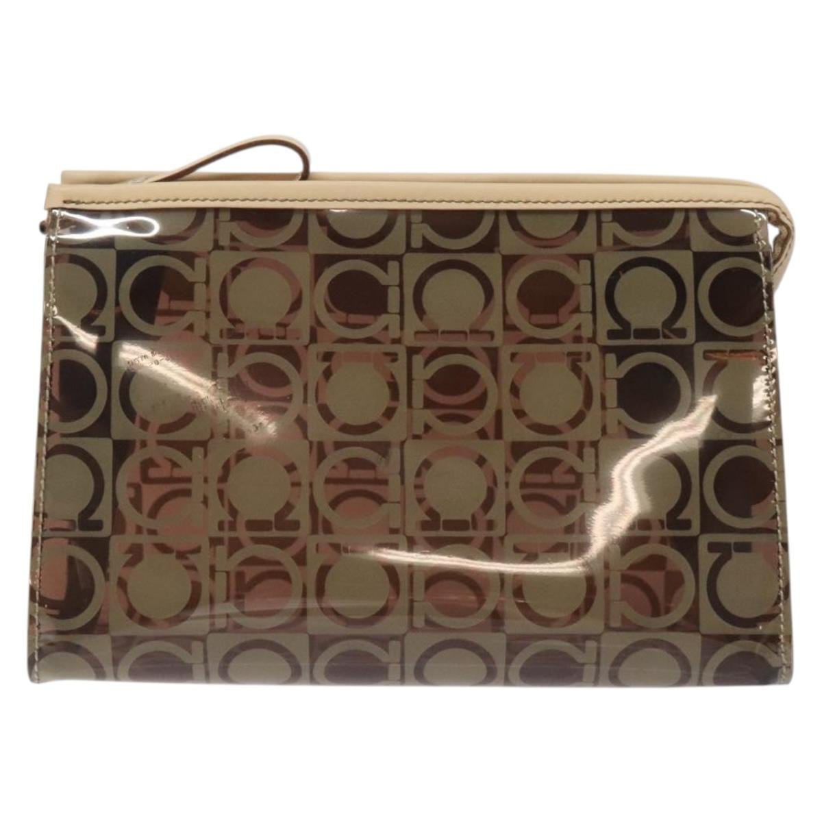 Salvatore Ferragamo Brown Vinyl Gancini