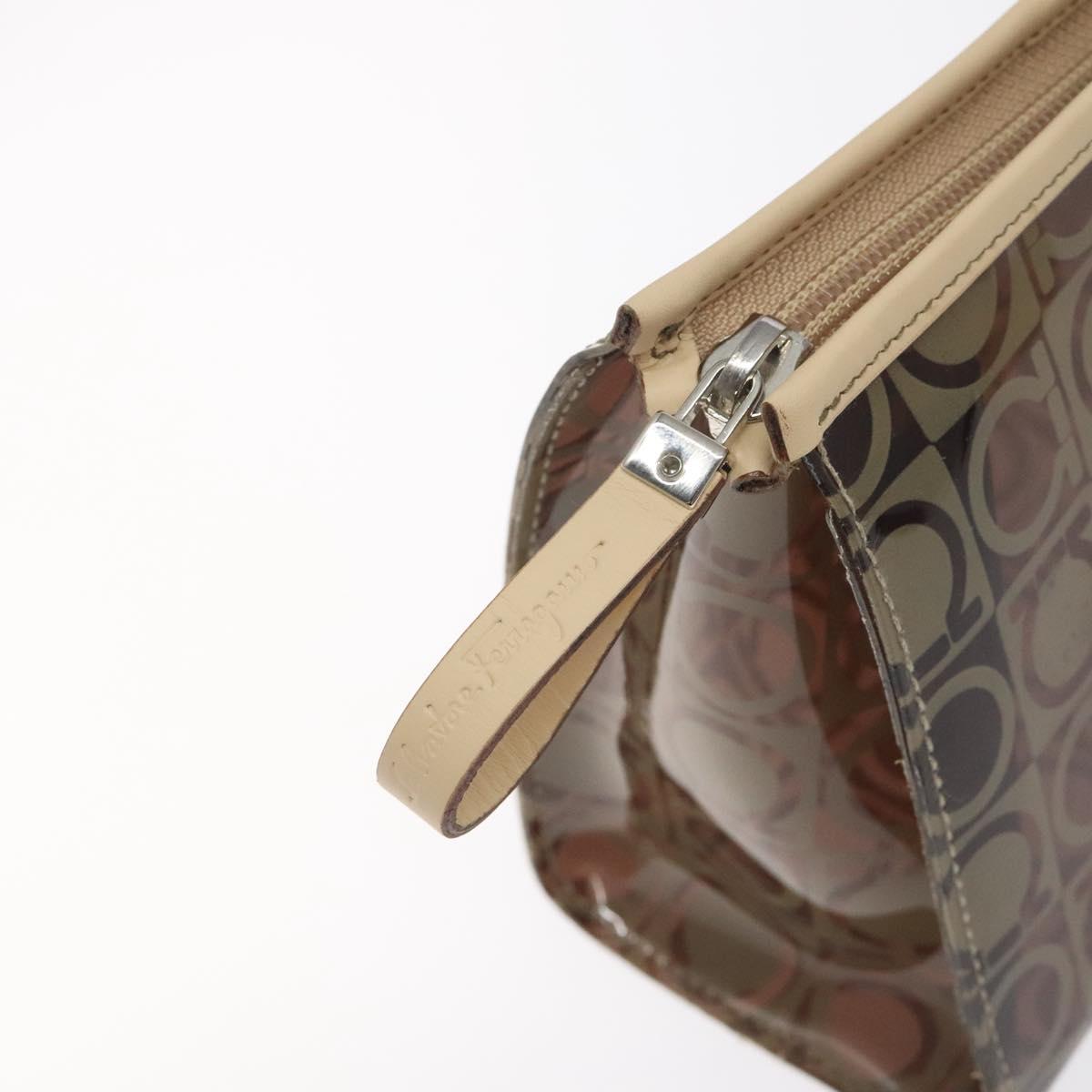 Salvatore Ferragamo Brown Vinyl Gancini