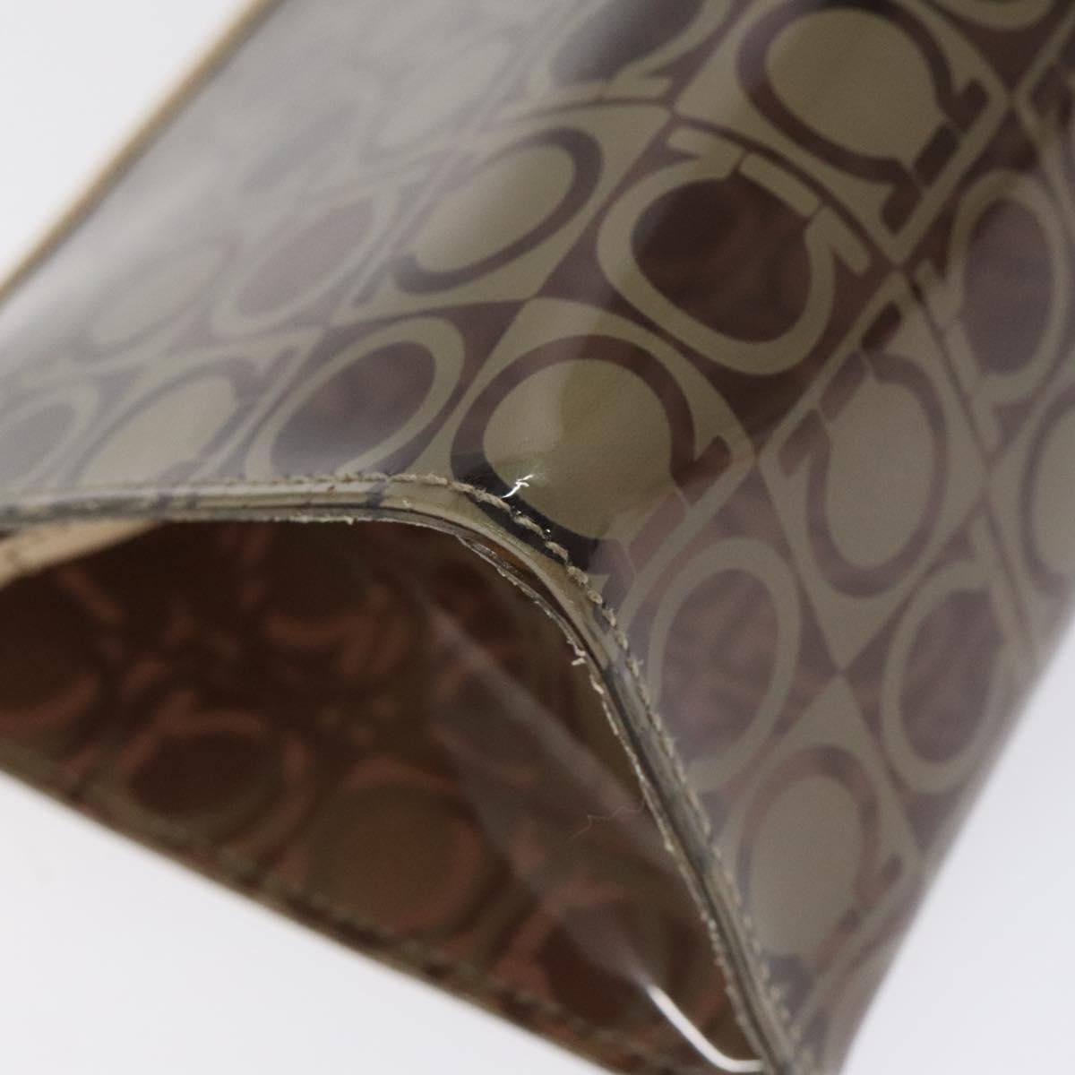 Salvatore Ferragamo Brown Vinyl Gancini