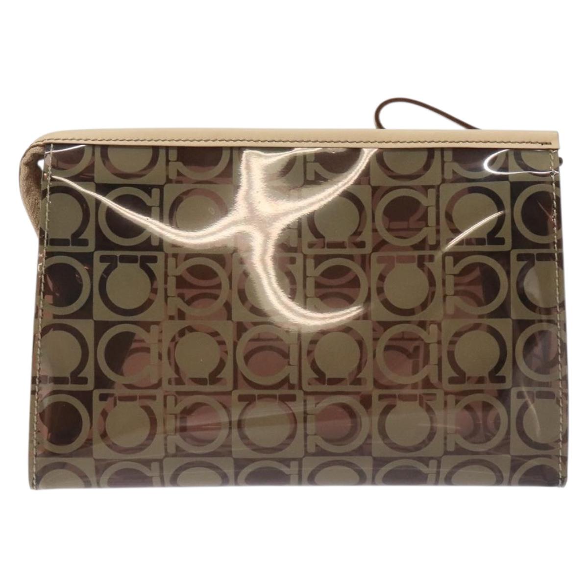 Salvatore Ferragamo Brown Vinyl Gancini