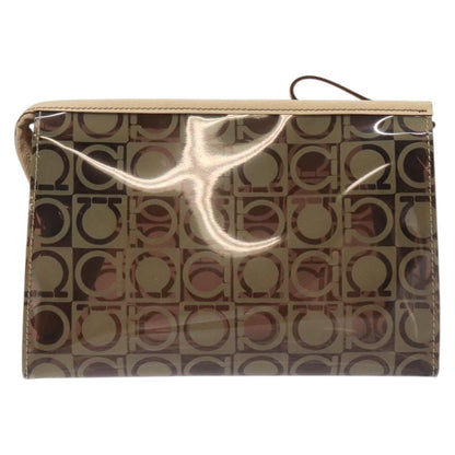 Salvatore Ferragamo Brown Vinyl Gancini