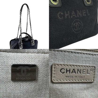 Chanel Black Canvas Deauville