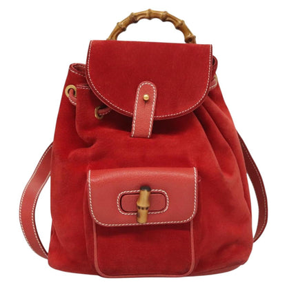 Gucci Red Suede Bamboo