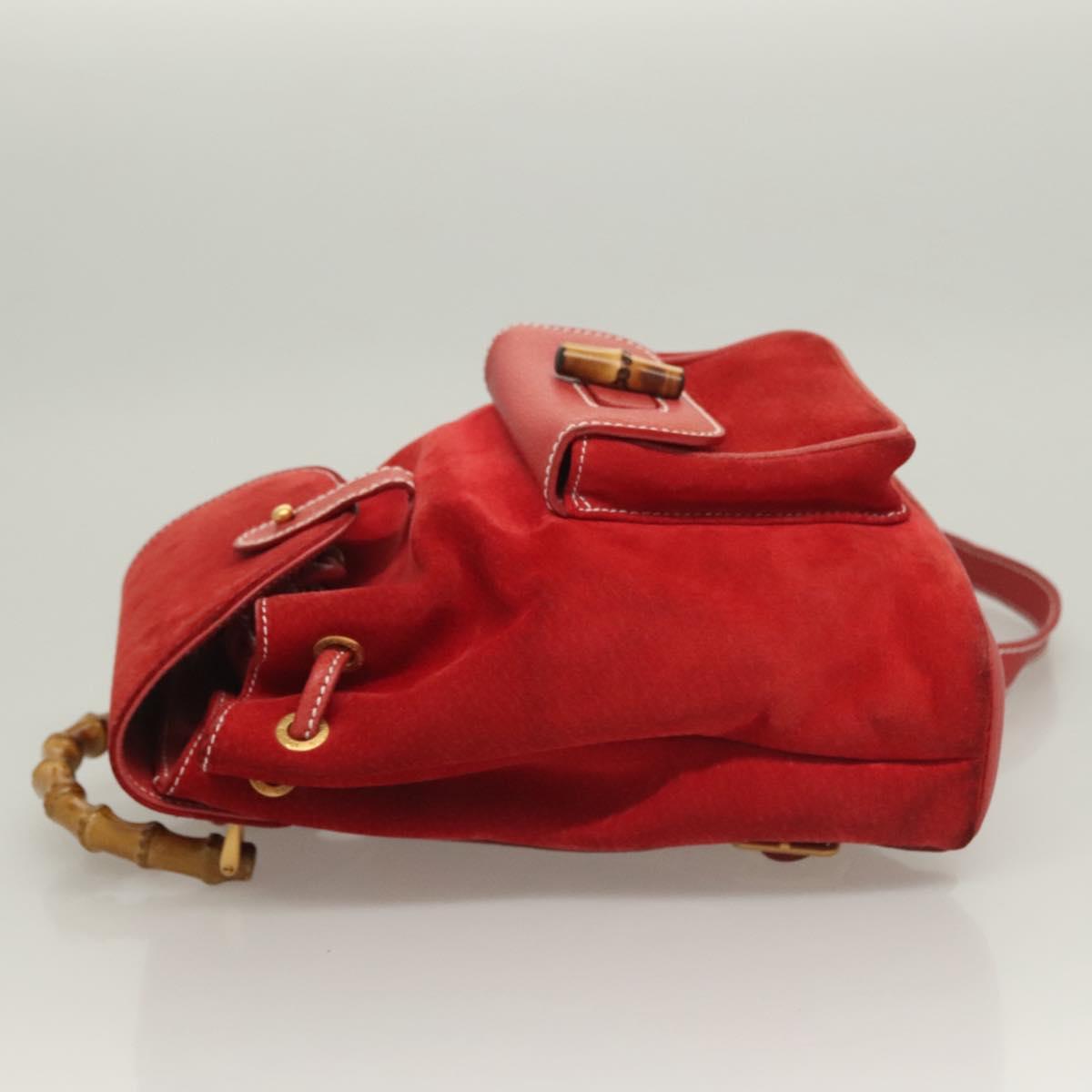 Gucci Red Suede Bamboo