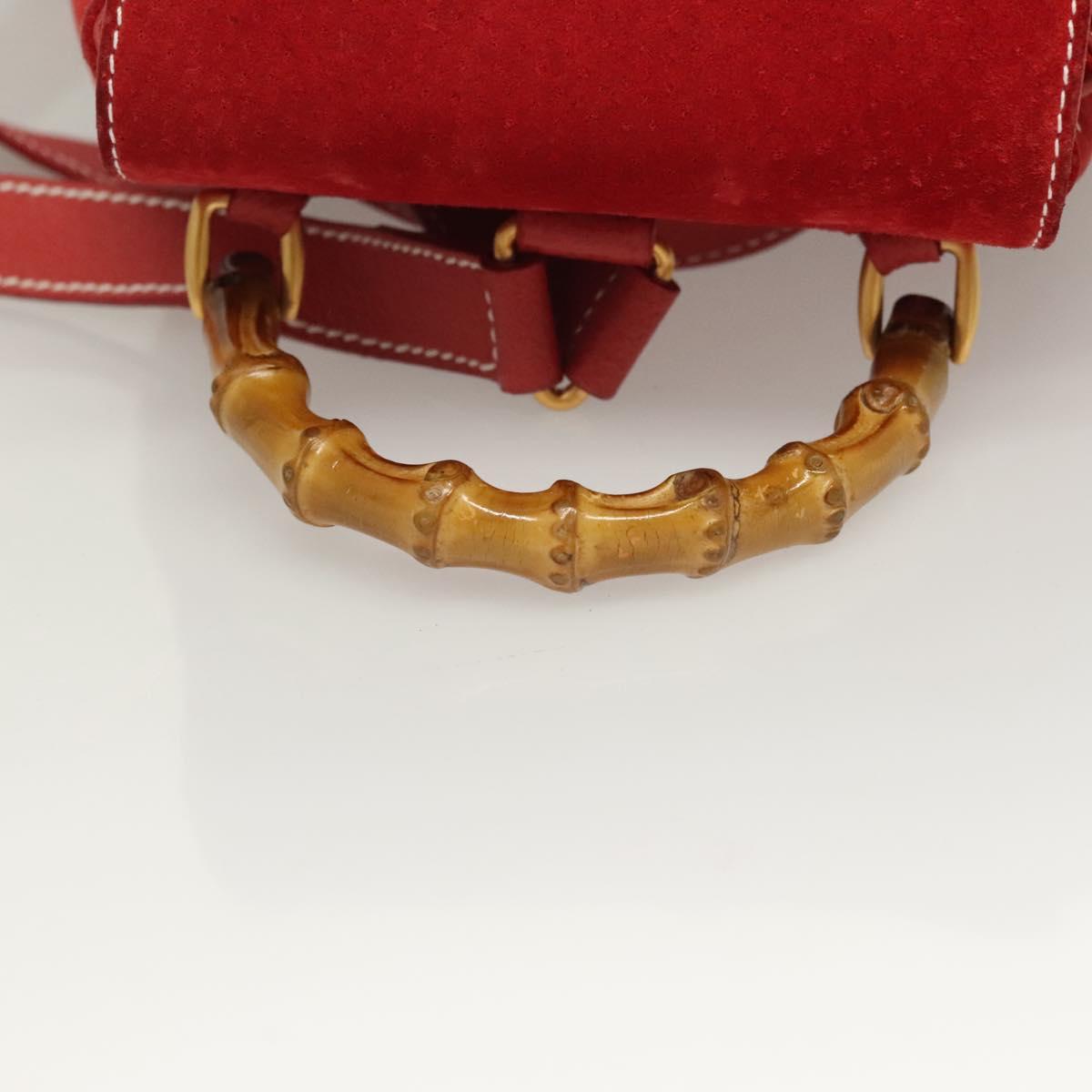 Gucci Red Suede Bamboo
