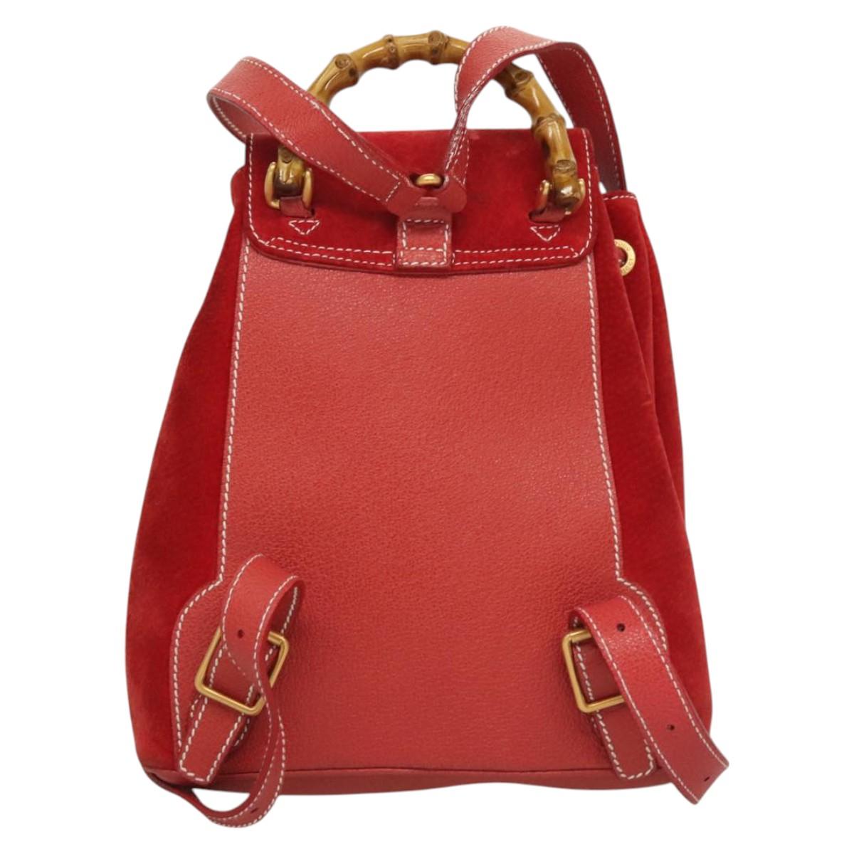 Gucci Red Suede Bamboo