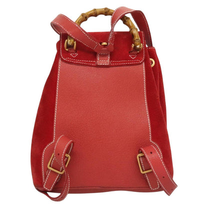 Gucci Red Suede Bamboo