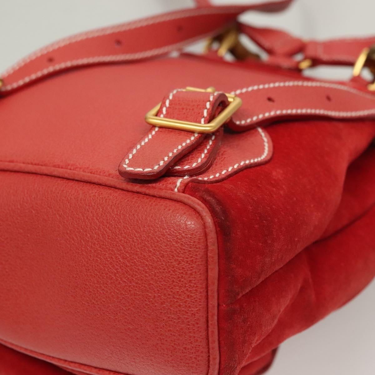 Gucci Red Suede Bamboo