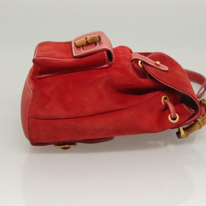 Gucci Red Suede Bamboo