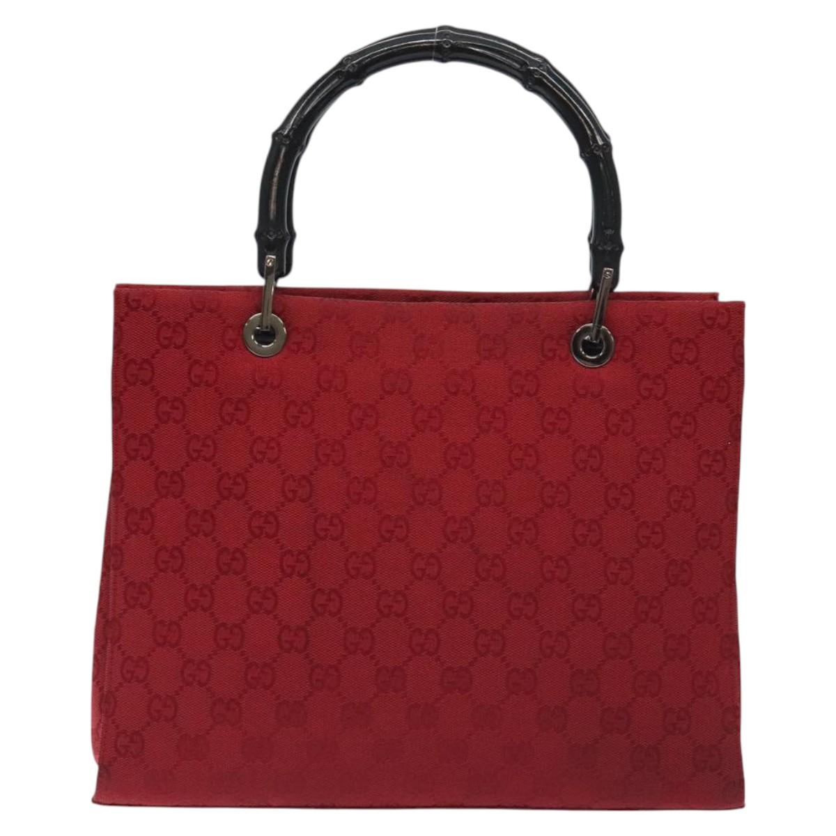 Gucci Red Canvas Bamboo