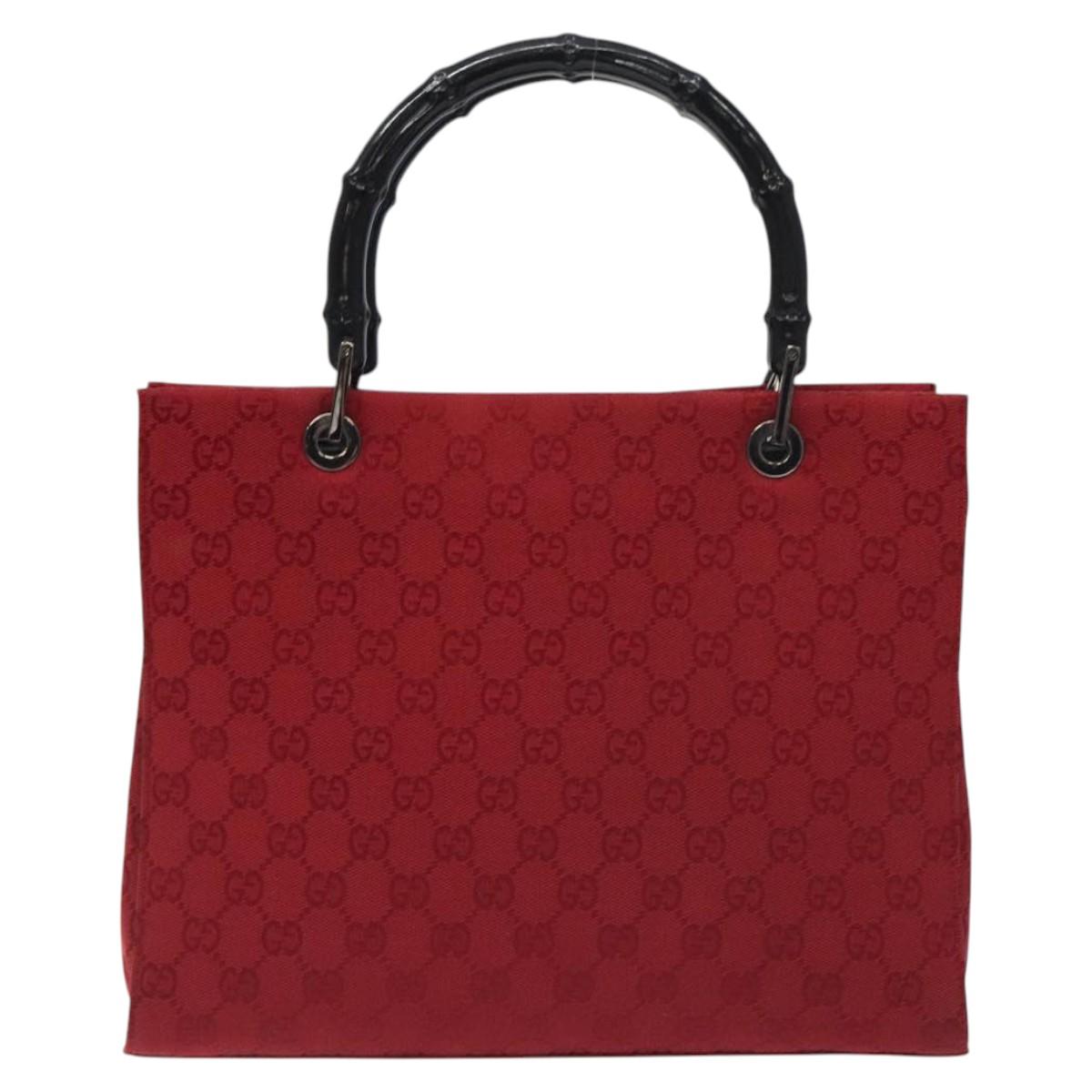 Gucci Red Canvas Bamboo