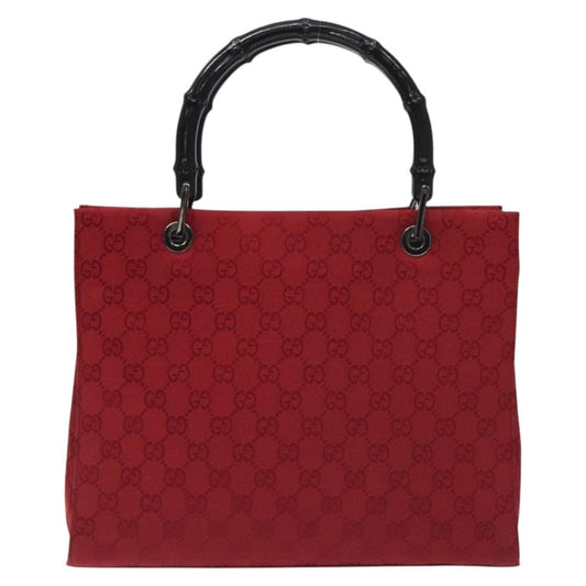 Gucci Red Canvas Bamboo
