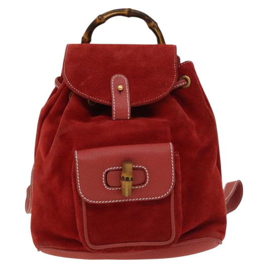 Gucci Red Suede Bamboo