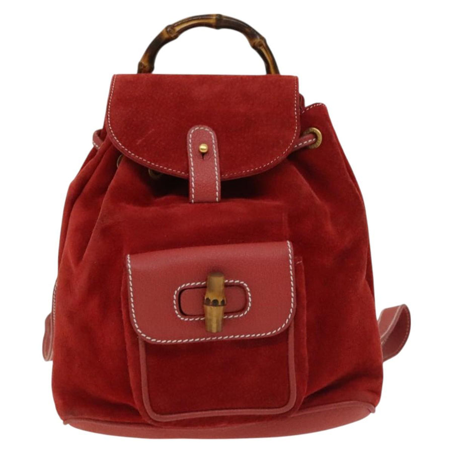 Gucci Red Suede Bamboo