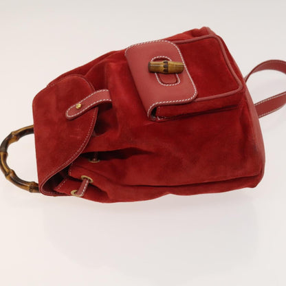 Gucci Red Suede Bamboo