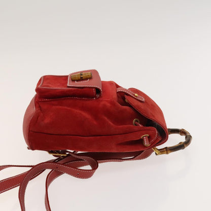 Gucci Red Suede Bamboo