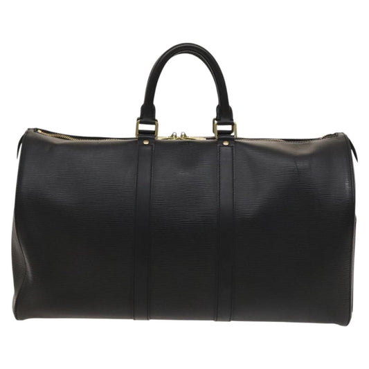 Louis Vuitton Black Leather Keepall 45