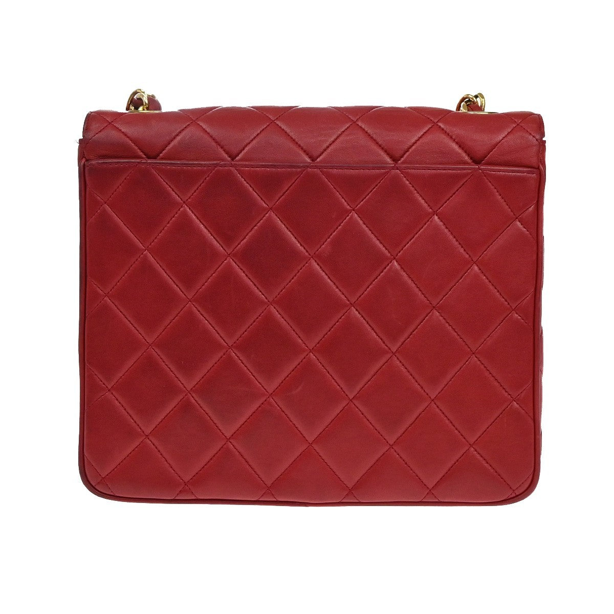 Chanel Red Leather Vintage Cc Flap Shoulder Bag