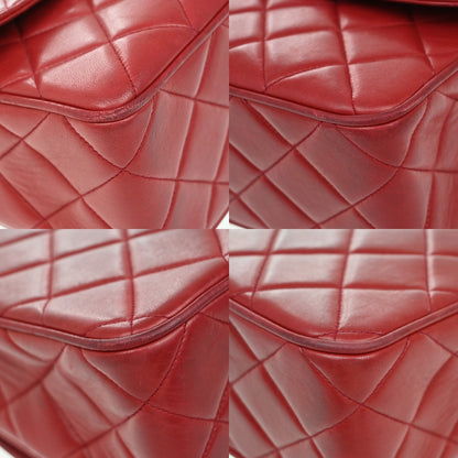 Chanel Red Leather Vintage Cc Flap Shoulder Bag