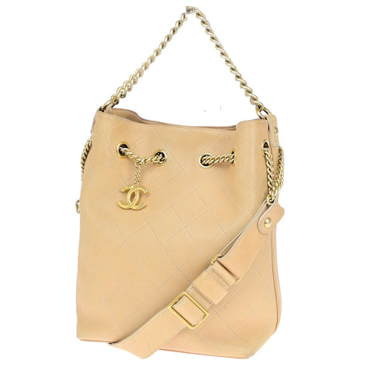 Chanel Brown Leather Chain Handle 2-way Flap Bag