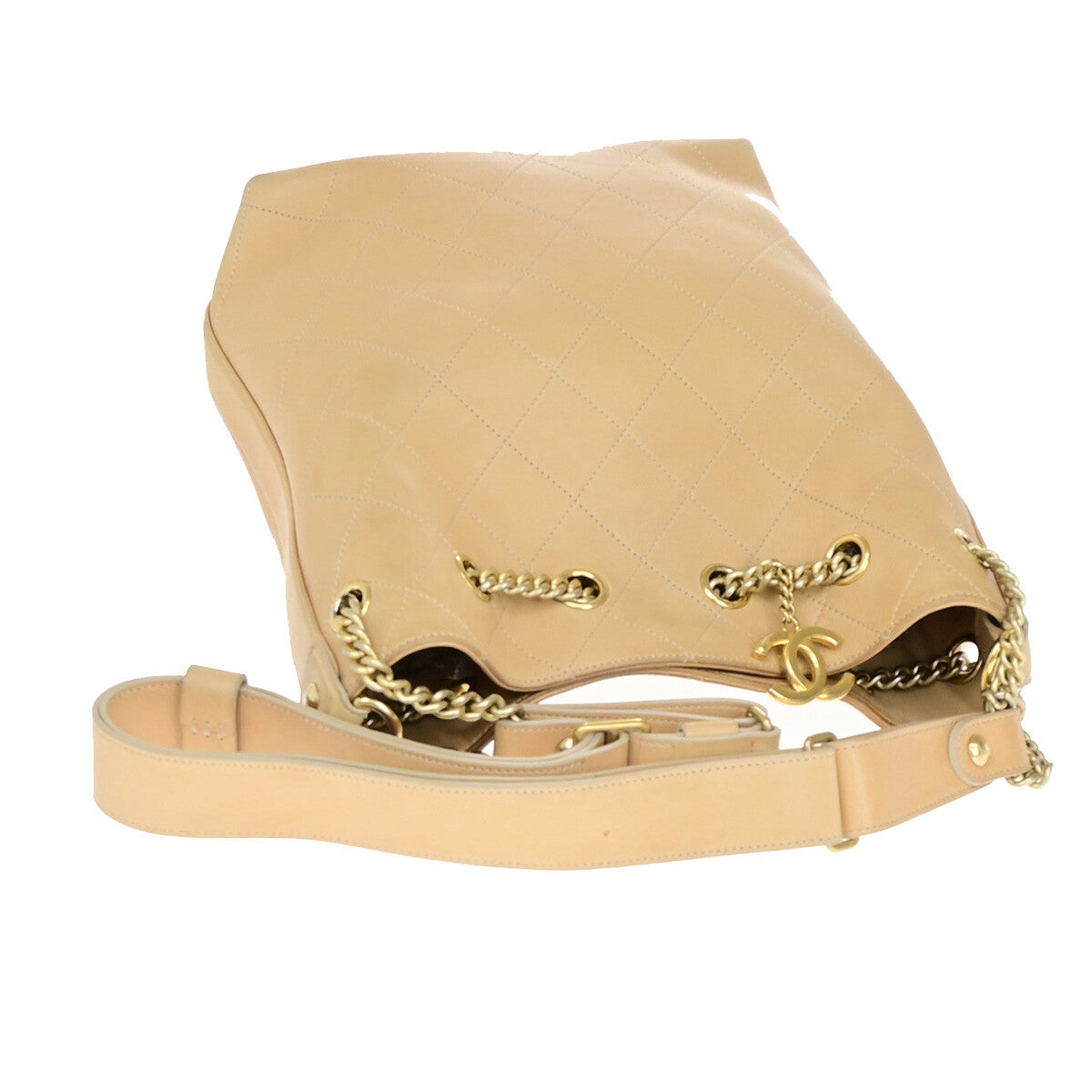 Chanel Brown Leather Chain Handle 2-way Flap Bag