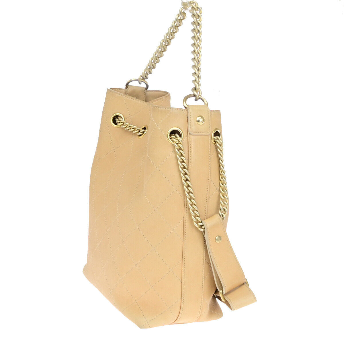Chanel Brown Leather Chain Handle 2-way Flap Bag
