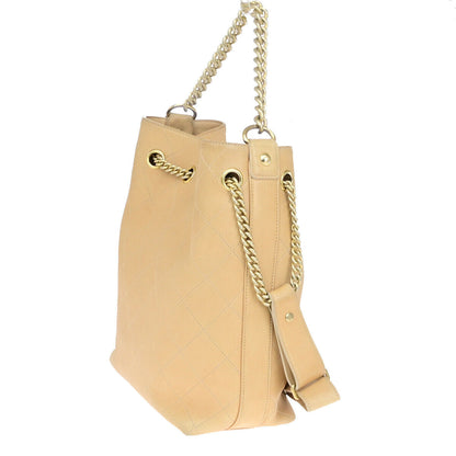 Chanel Brown Leather Chain Handle 2-way Flap Bag