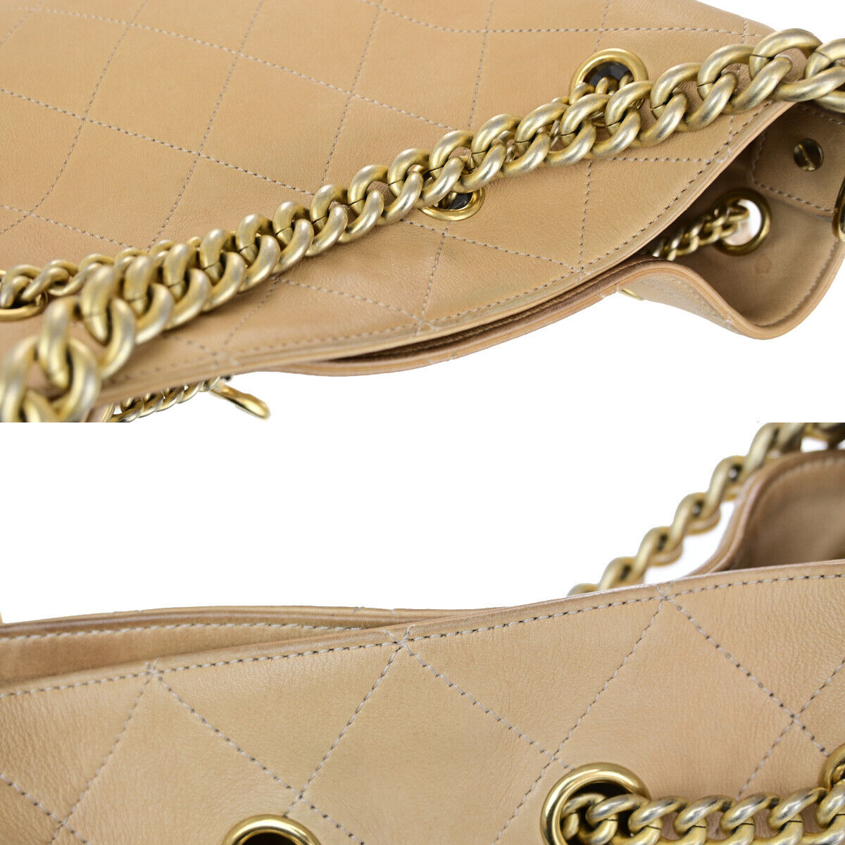 Chanel Brown Leather Chain Handle 2-way Flap Bag