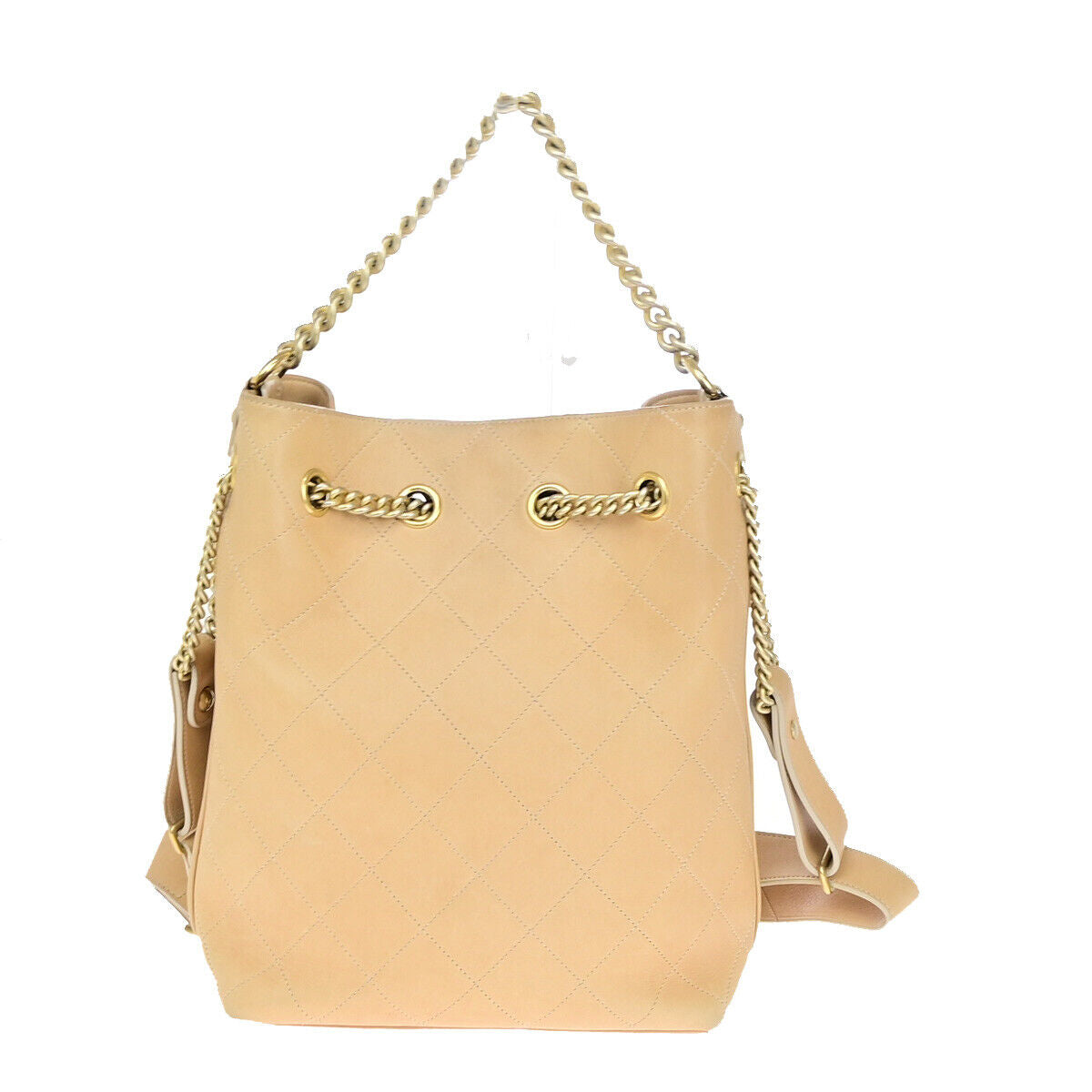 Chanel Brown Leather Chain Handle 2-way Flap Bag