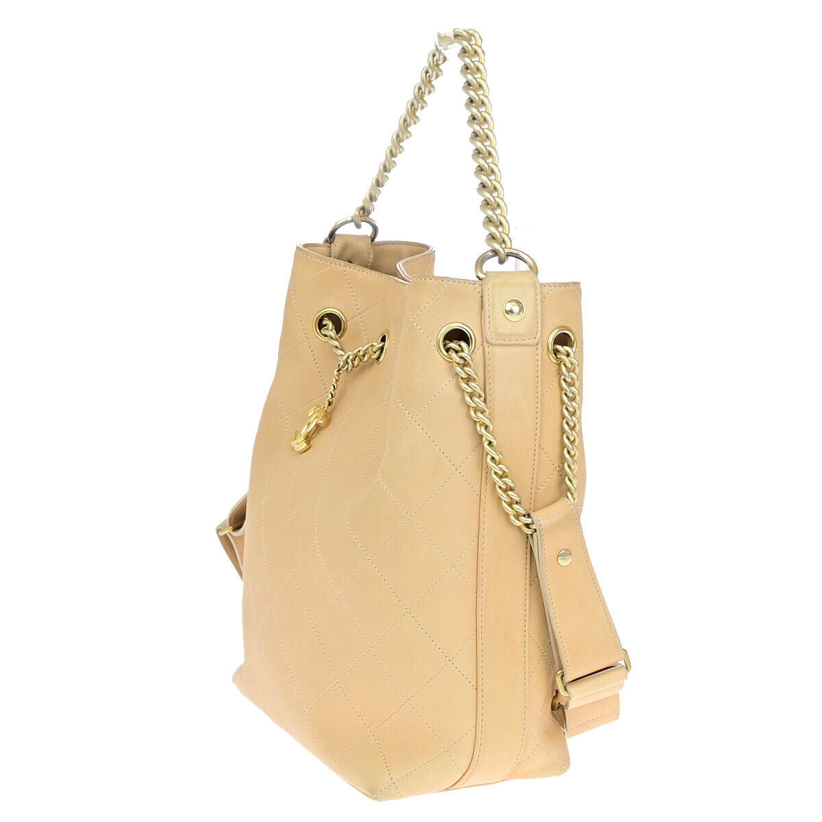 Chanel Brown Leather Chain Handle 2-way Flap Bag