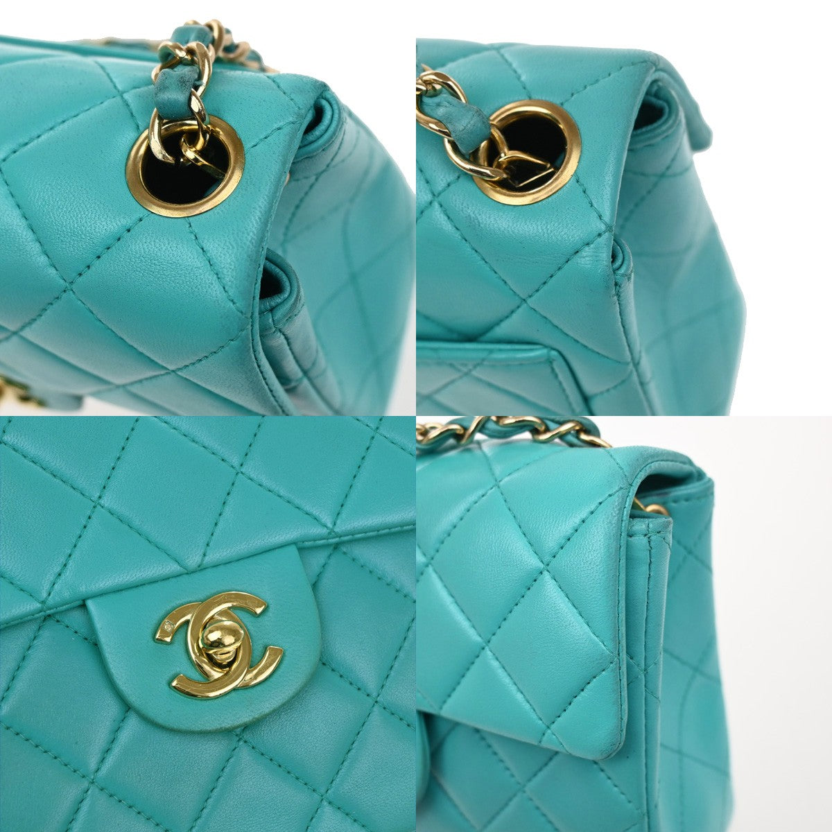 Chanel Blue Leather Vintage Square Classic Single Flap Bag