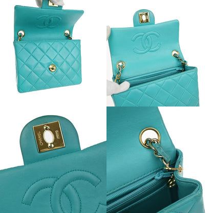 Chanel Blue Leather Vintage Square Classic Single Flap Bag