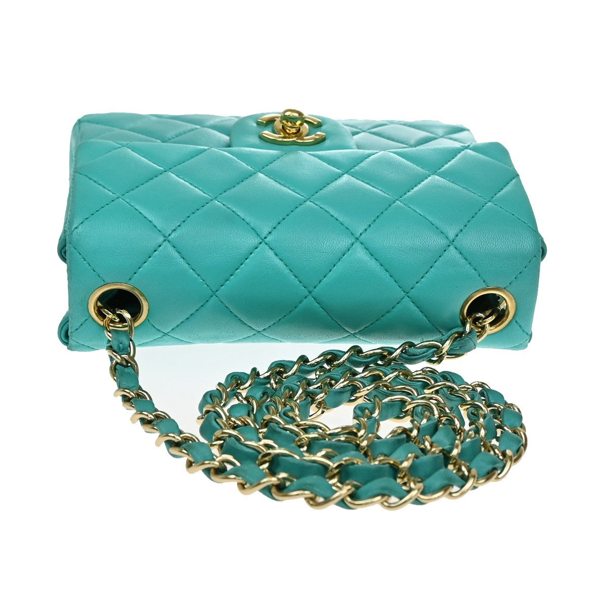 Chanel Blue Leather Vintage Square Classic Single Flap Bag