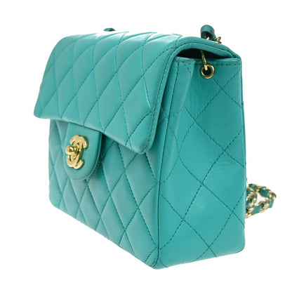 Chanel Blue Leather Vintage Square Classic Single Flap Bag