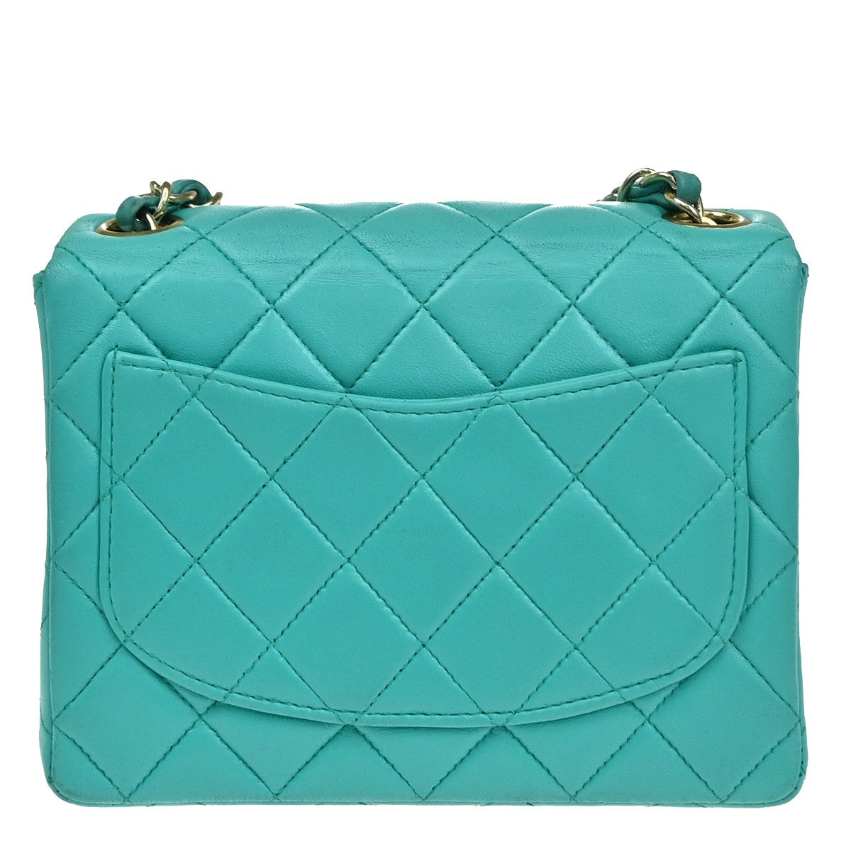 Chanel Blue Leather Vintage Square Classic Single Flap Bag