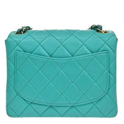 Chanel Blue Leather Vintage Square Classic Single Flap Bag