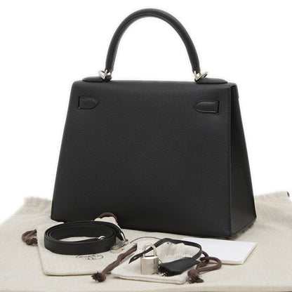 Hermès Black Leather Kelly 28