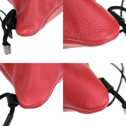 Gucci Red Leather Gg Marmont Drawstring Backpack