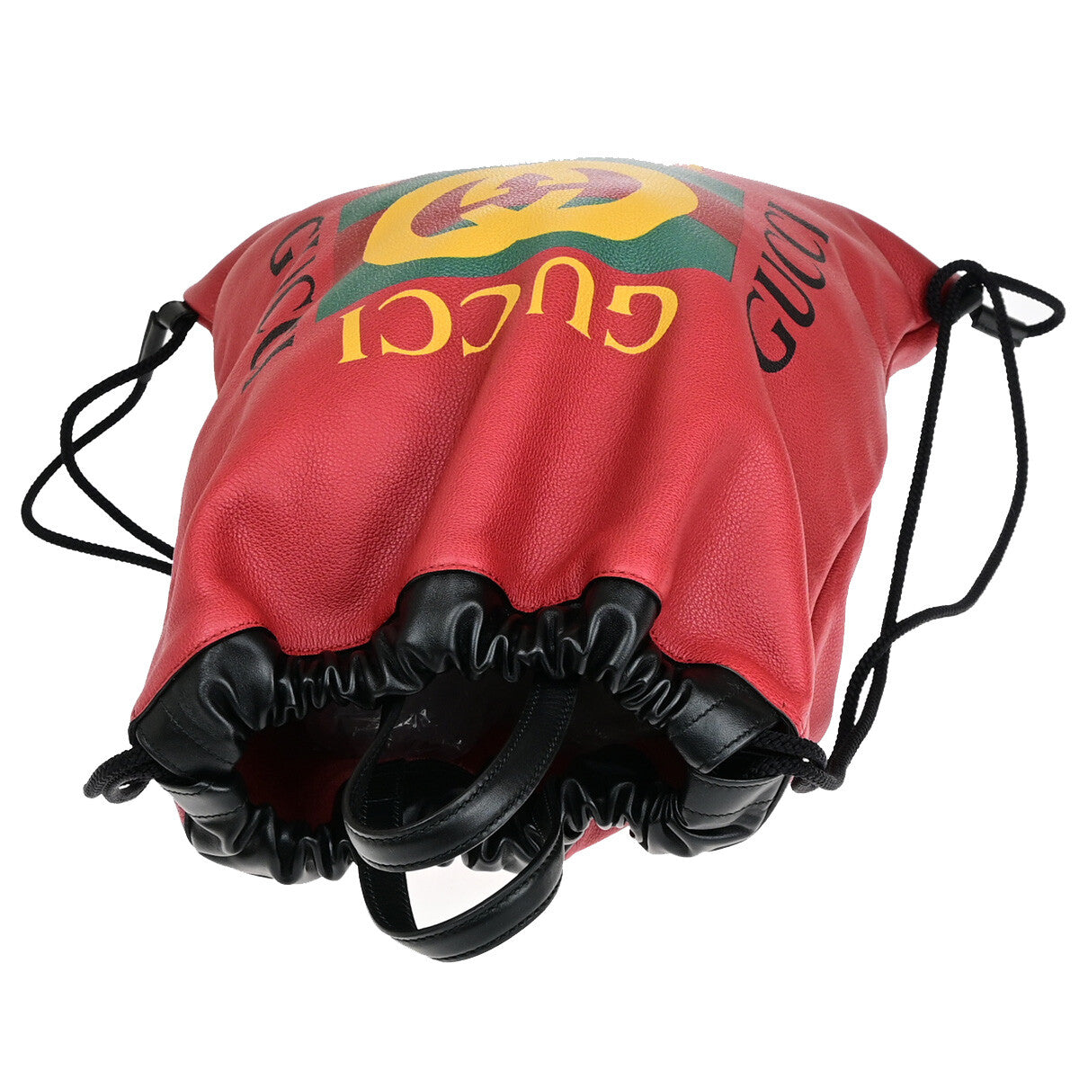 Gucci Red Leather Gg Marmont Drawstring Backpack