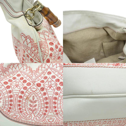 Gucci White Canvas, Leather Bamboo