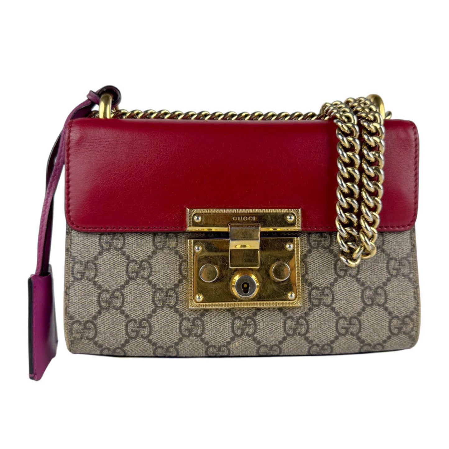 Gucci Brown Canvas, Leather Padlock