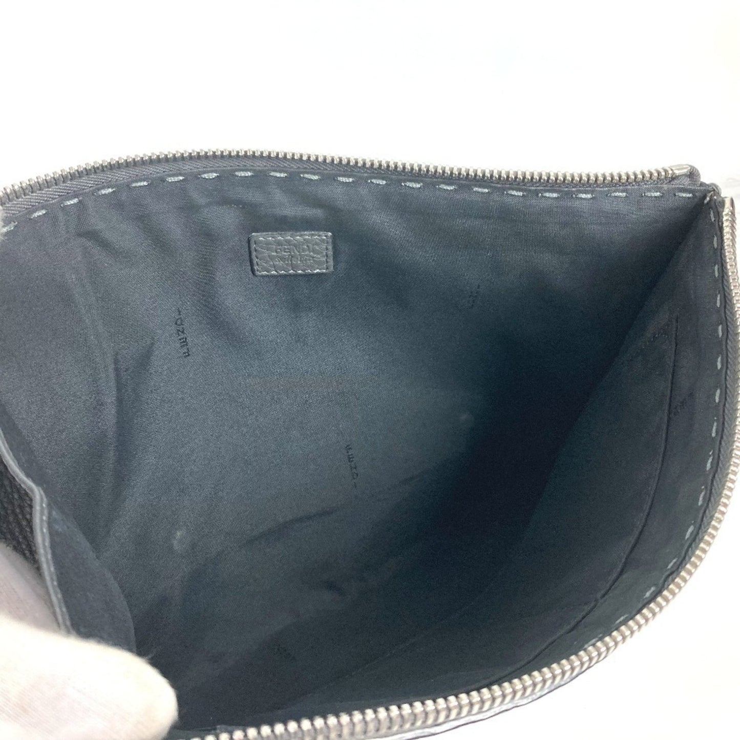 Fendi Gray Leather Selleria
