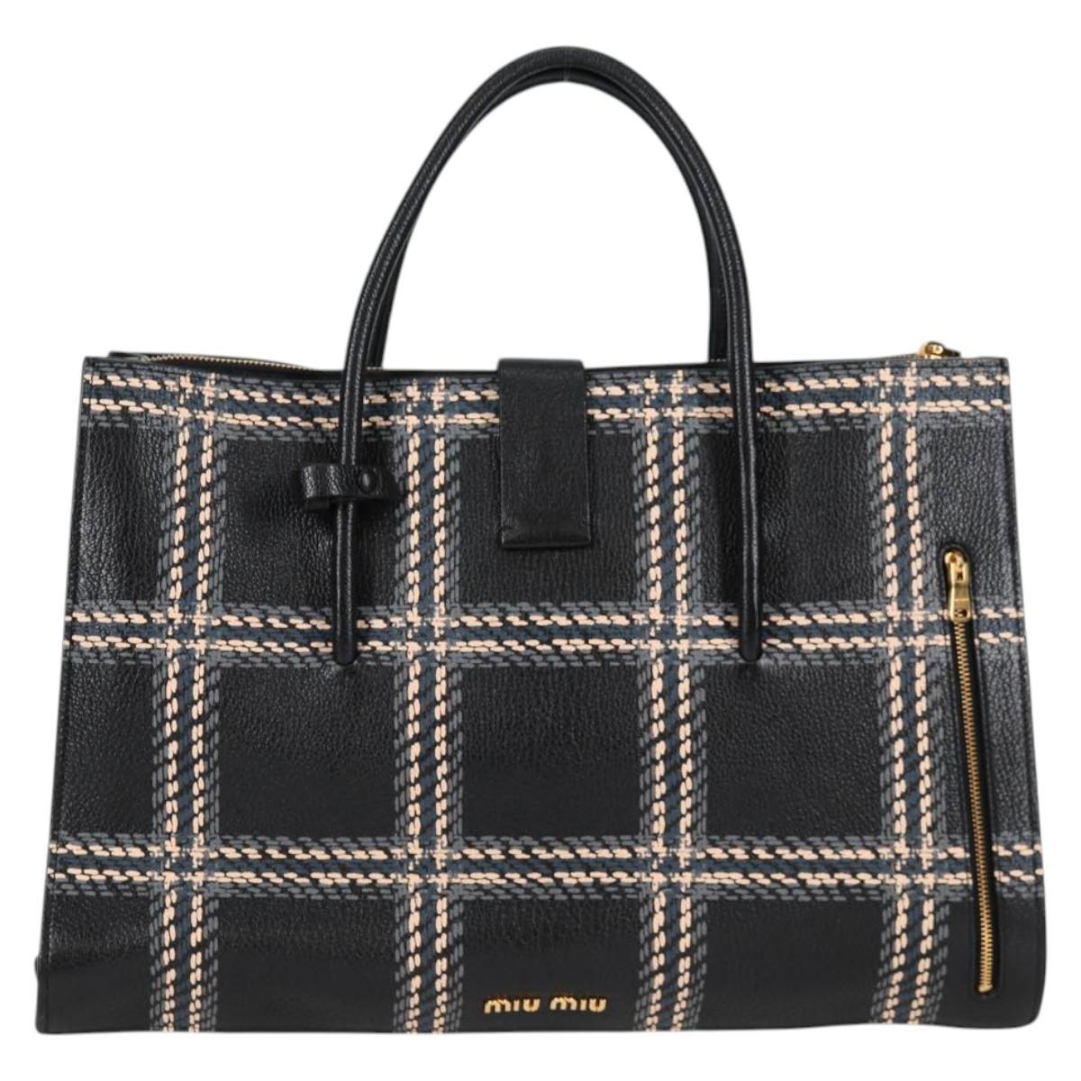 Miu Miu Black Leather Madras