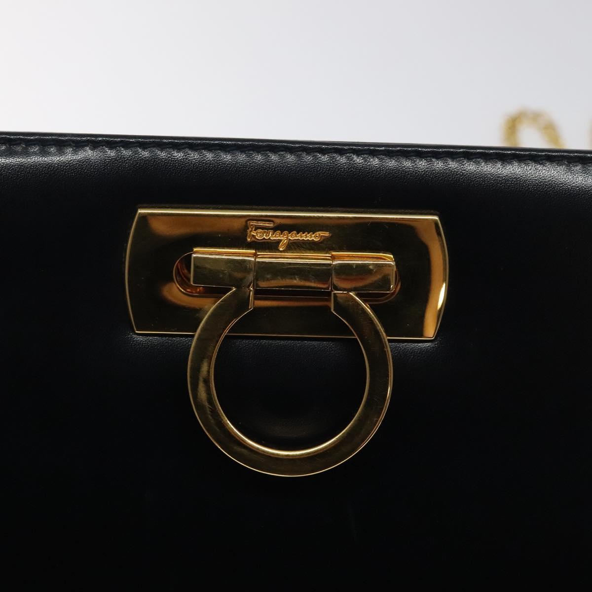 Salvatore Ferragamo Black Leather Gancini