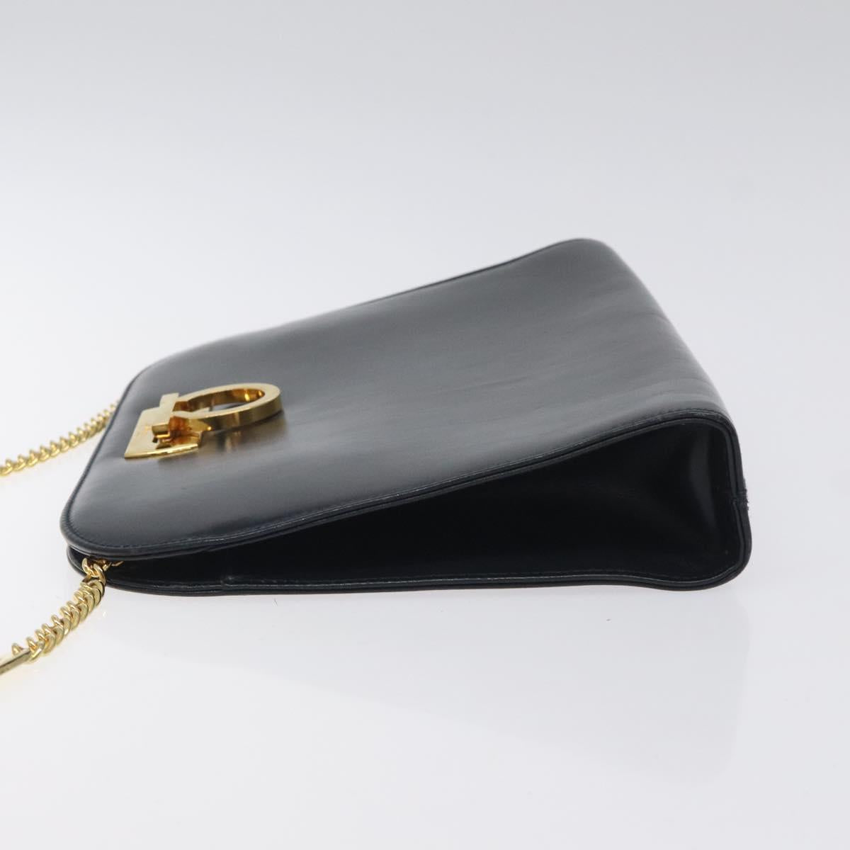 Salvatore Ferragamo Black Leather Gancini